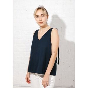 Kowtow‎ Knotted Tie Top and Edition Pants in Navy Blue Basketweave Matching Set
